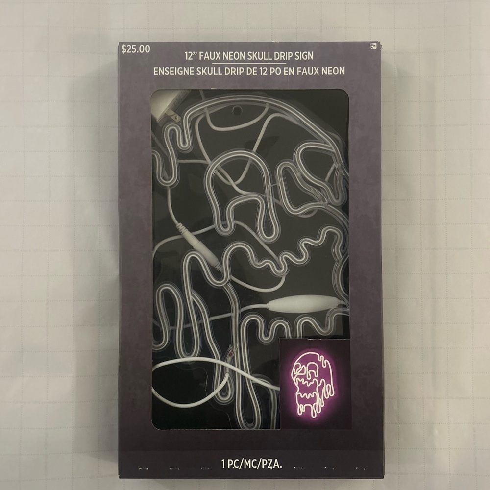 Faux Neon Skull Drip Sign